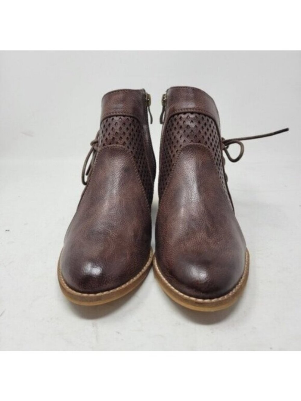 Beast Fashion | Denver Side Laced Mesh Boots Booties Brown - Picture 4 of 13
